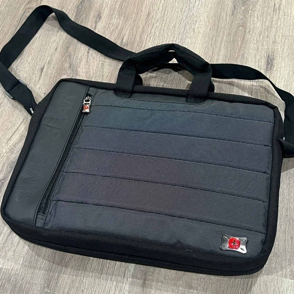 SwissGear Messenger Bag Black Gray Laptop Business Work Bag EUC